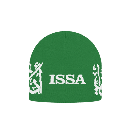 ISSA - GREEN/WHITE BEANIE